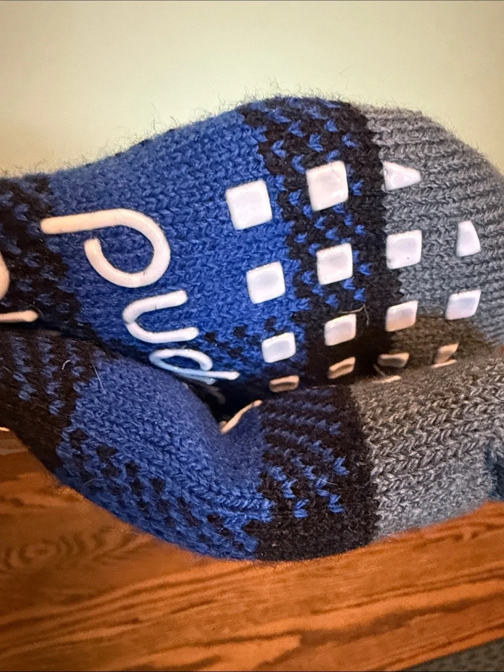 Pudus Blue Plaid Sherpa-Lined Slipper Socks